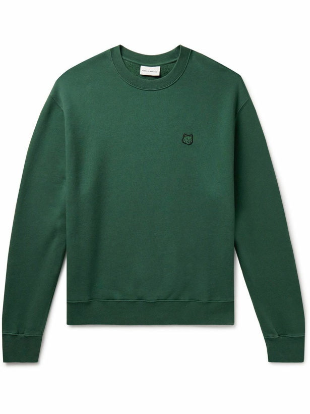 Photo: Maison Kitsuné - Logo-Appliquéd Cotton-Jersey Sweatshirt - Green