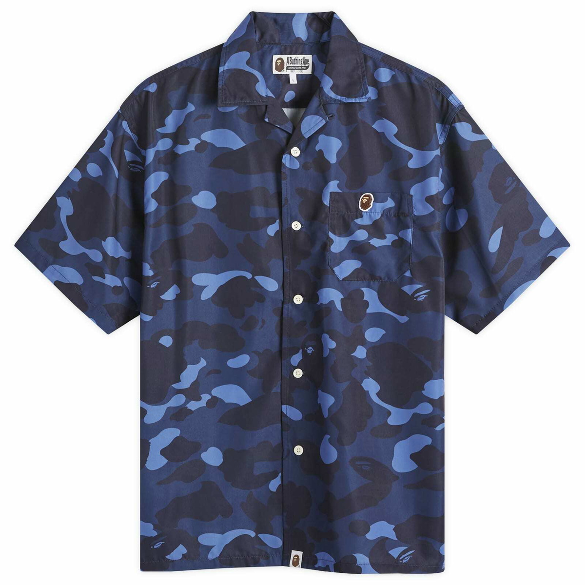 A Bathing Ape Men's Colour Camo One Point Vacation Shirt in Navy