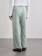 BODE - Sylvan Straight-Leg Striped Silk-Satin Trousers - Green