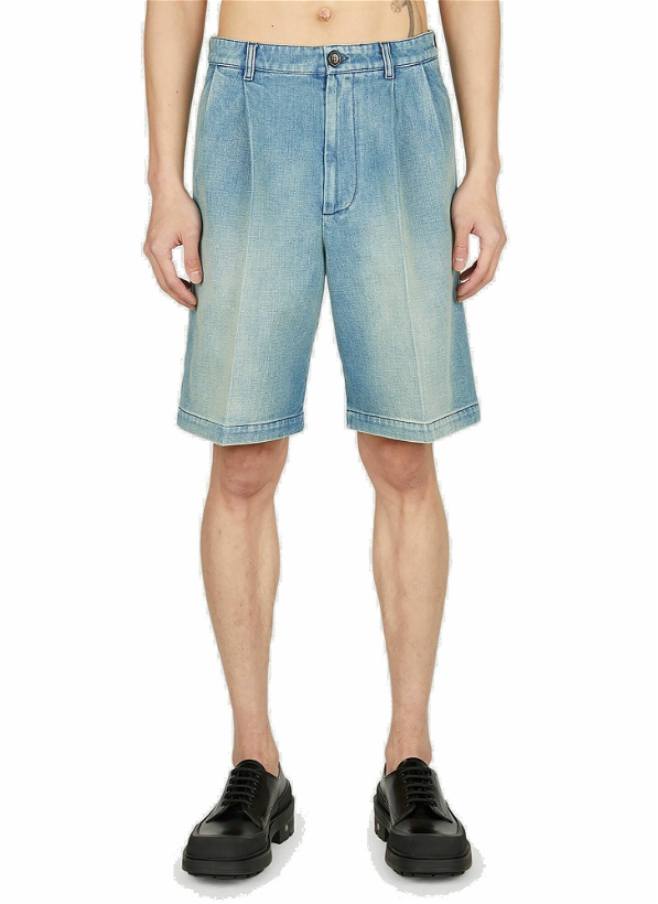Photo: Gucci - Denim Pleated Shorts in Light Blue