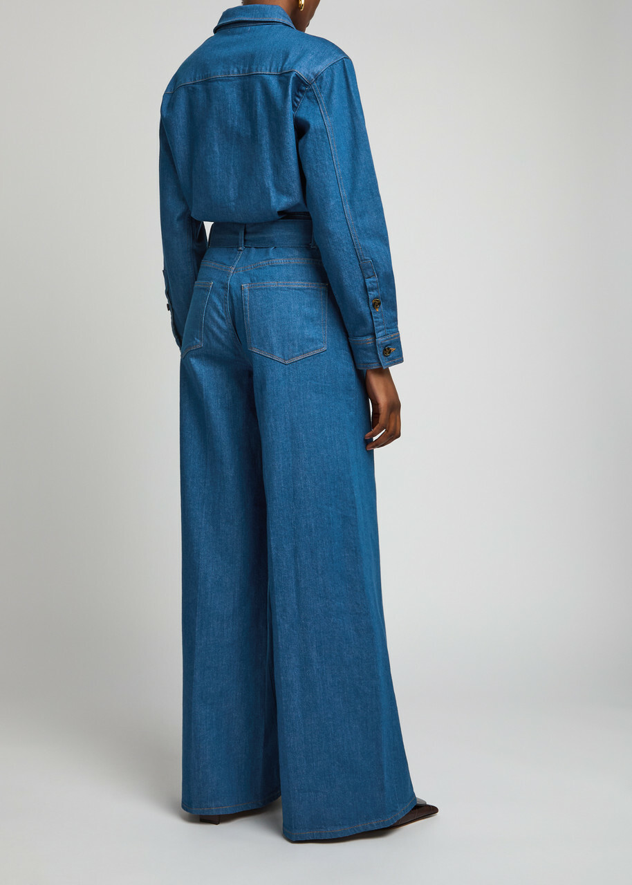 Paige Cameron Wide-leg Stretch-denim Jumpsuit Blue