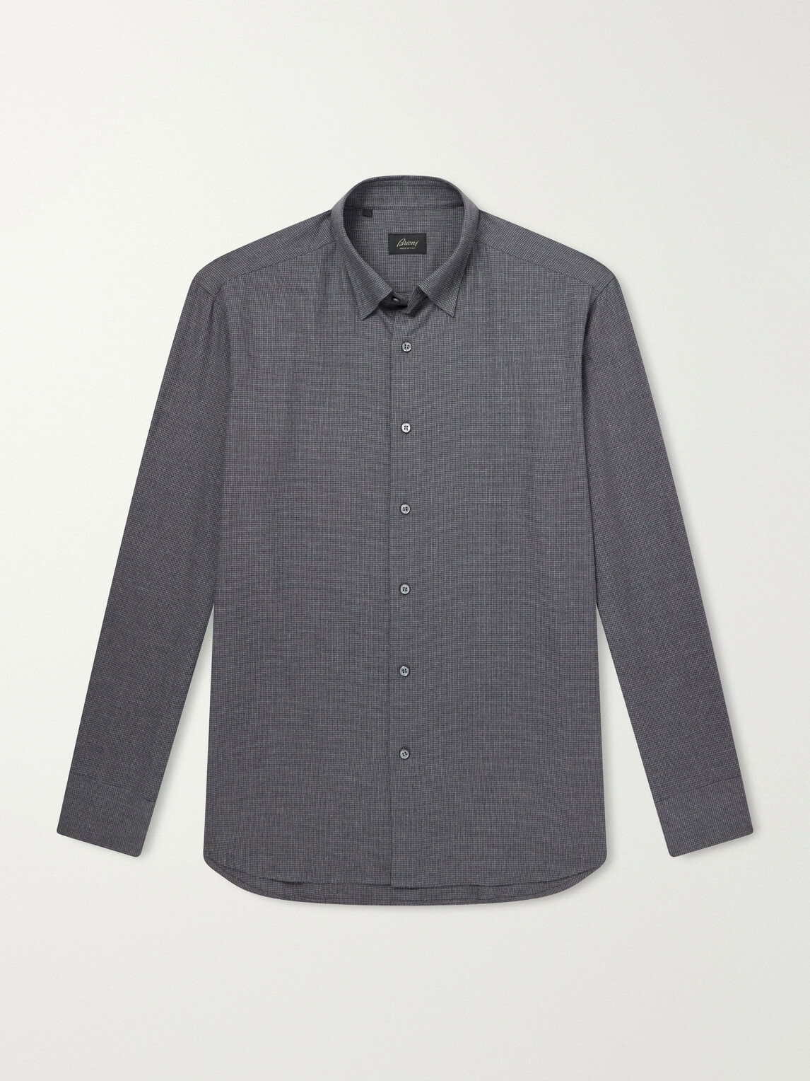 Brioni - Houndstooth Woven Cotton Shirt - Gray