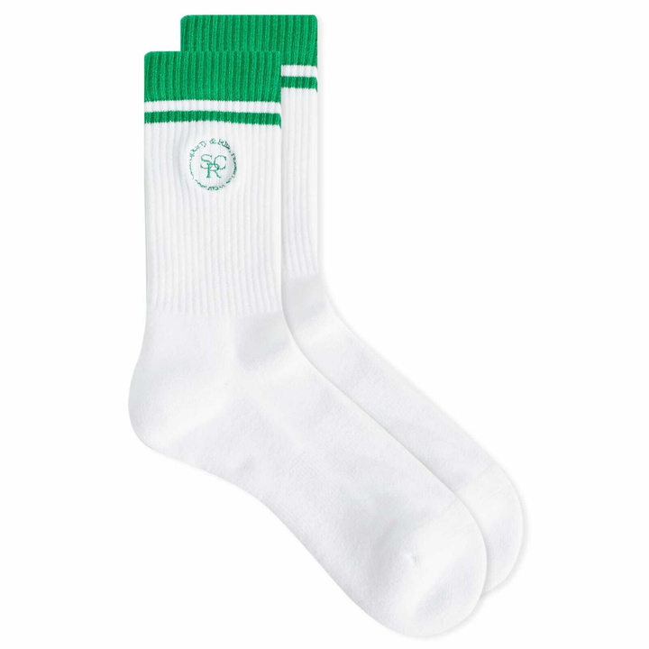 Photo: Sporty & Rich Men's SRHWC Embroidered Socks in White/Verde 