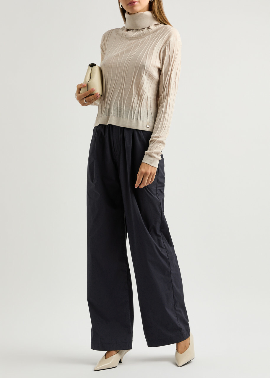 Herno Wide-leg Stretch-nylon Trousers Navy