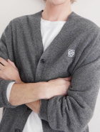 LOEWE - Logo-Embroidered Wool-Blend Cardigan - Gray