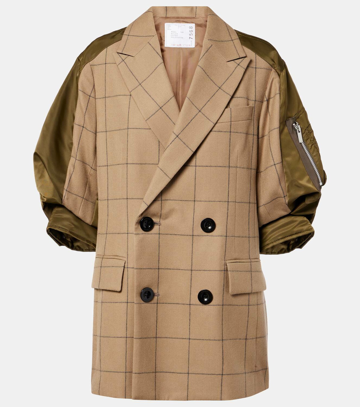 【美品】sacai 19AW チェックプルオーバー size3 Sacai Checked wool-blend jacket Sacai