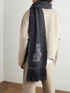 LOEWE - Fringed Embroidered Knitted Scarf