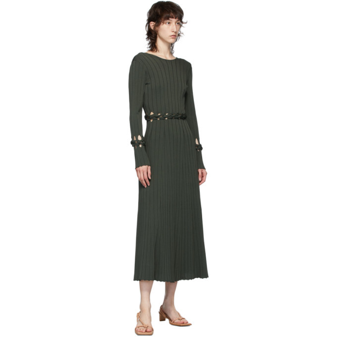 Dion Lee Green Ribbed Braided Long Dress Dion Lee