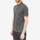 Fred Perry Men's Original Twin Tipped Polo Shirt in Gunmetal/Corn/Red