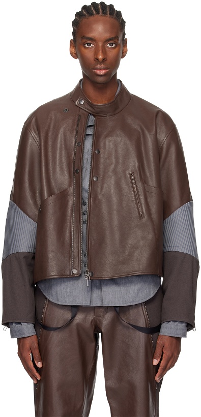 Photo: At.Kollektive Brown Kiko Kostadinov Edition Saida Leather Jacket
