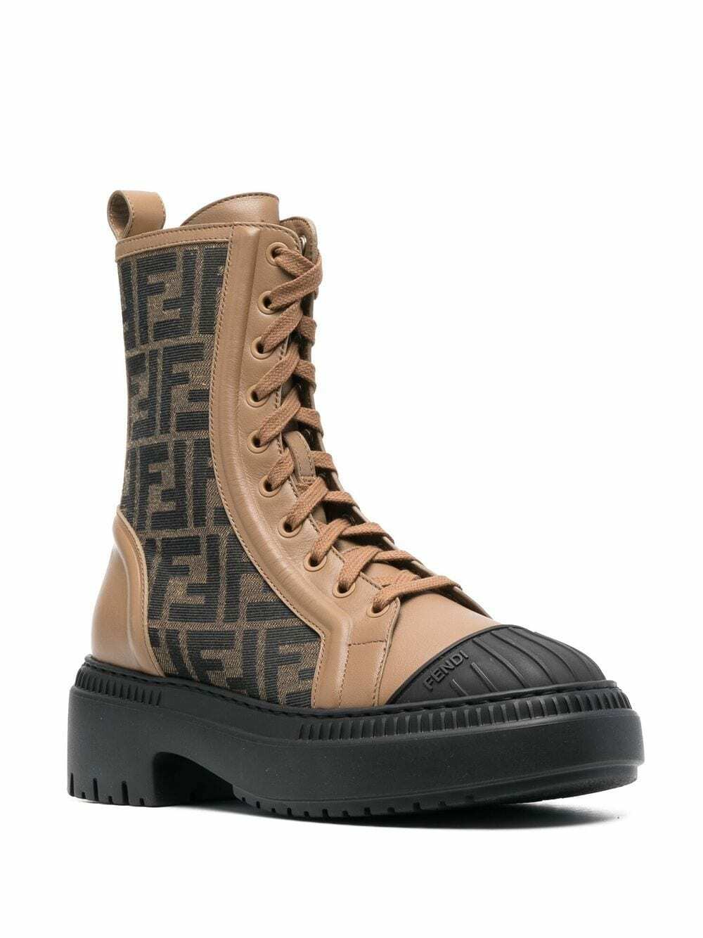 FENDI - Domino Ff Canvas Biker Boots Fendi