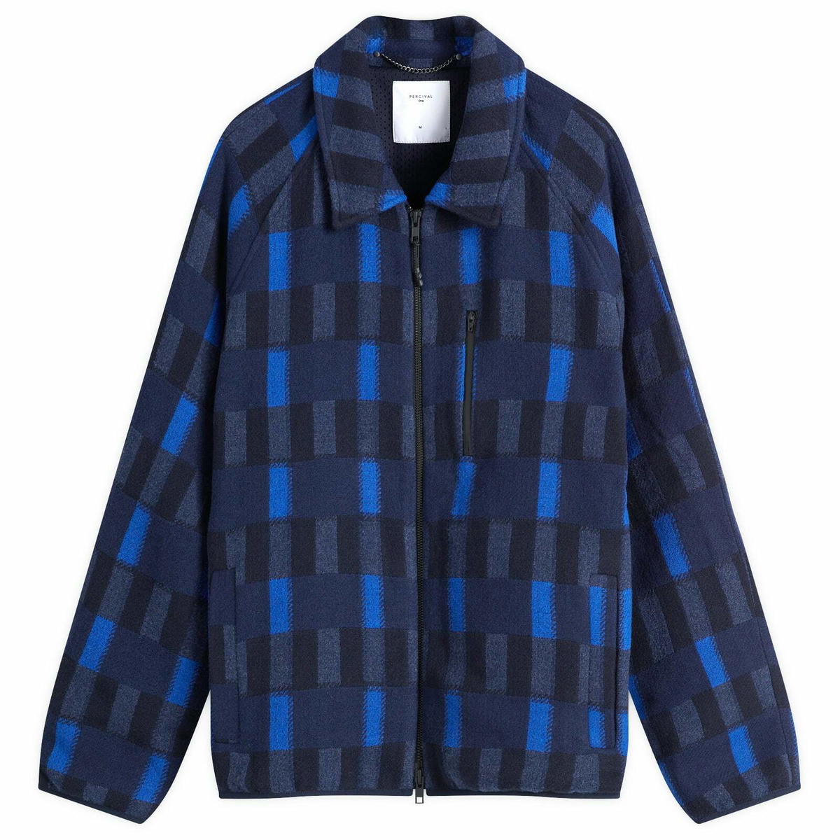Percival Men's Fretwork Check Anderson Jacket in Blue Percival