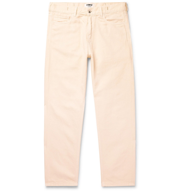Photo: YMC - Tearaway Slim-Fit Cropped Cotton and Linen-Blend Canvas Jeans - Neutrals