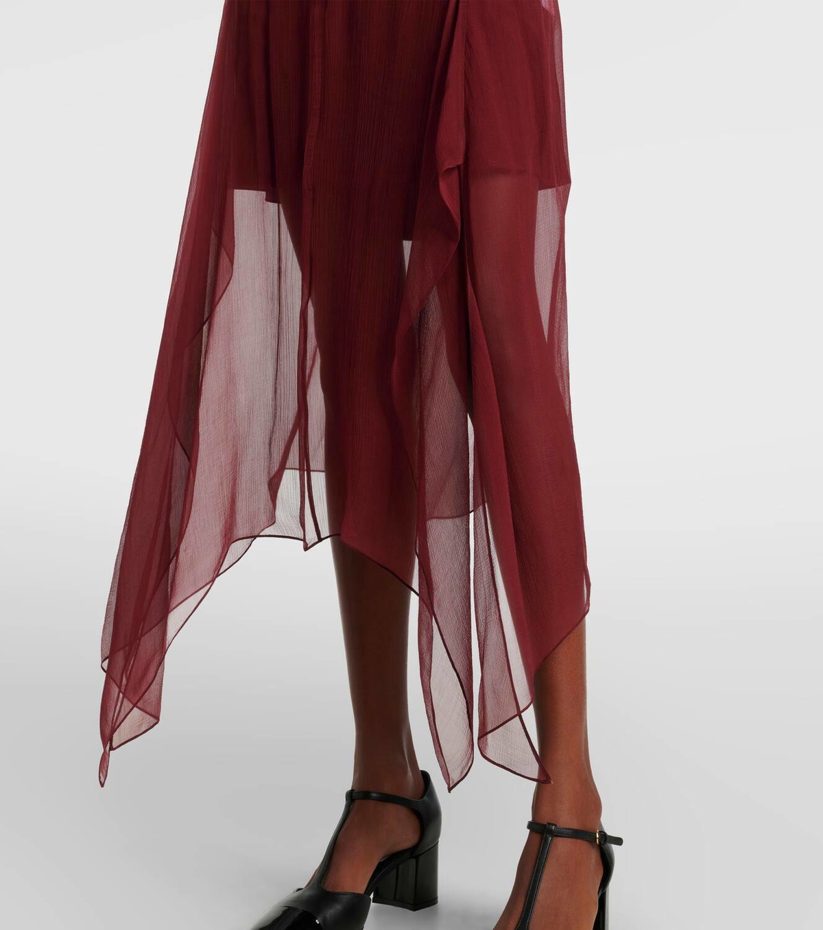【関税&送料込】Salvatore Ferragamo Burgundy Satin Dress Asymmetric silk georgette minidress in burgundy - Ferragamo