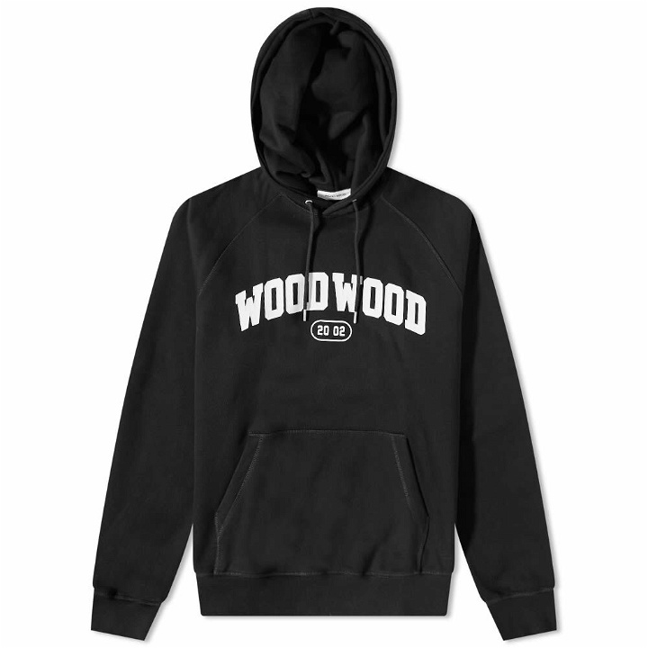 Photo: Wood Wood Men's Fred Arch Logo Popover Hoody in Black