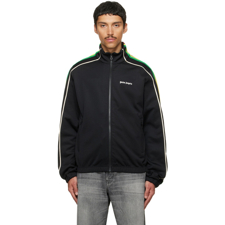 Photo: Palm Angels Black Classic Logo Vintage Track Jacket