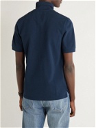 DRAKE'S - Logo-Embroidered Cotton-Piqué Polo Shirt - Blue