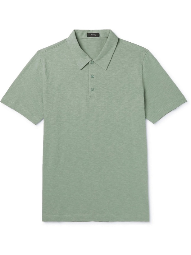 Photo: THEORY - Bron Slub Organic Cotton-Jersey Polo Shirt - Green - M