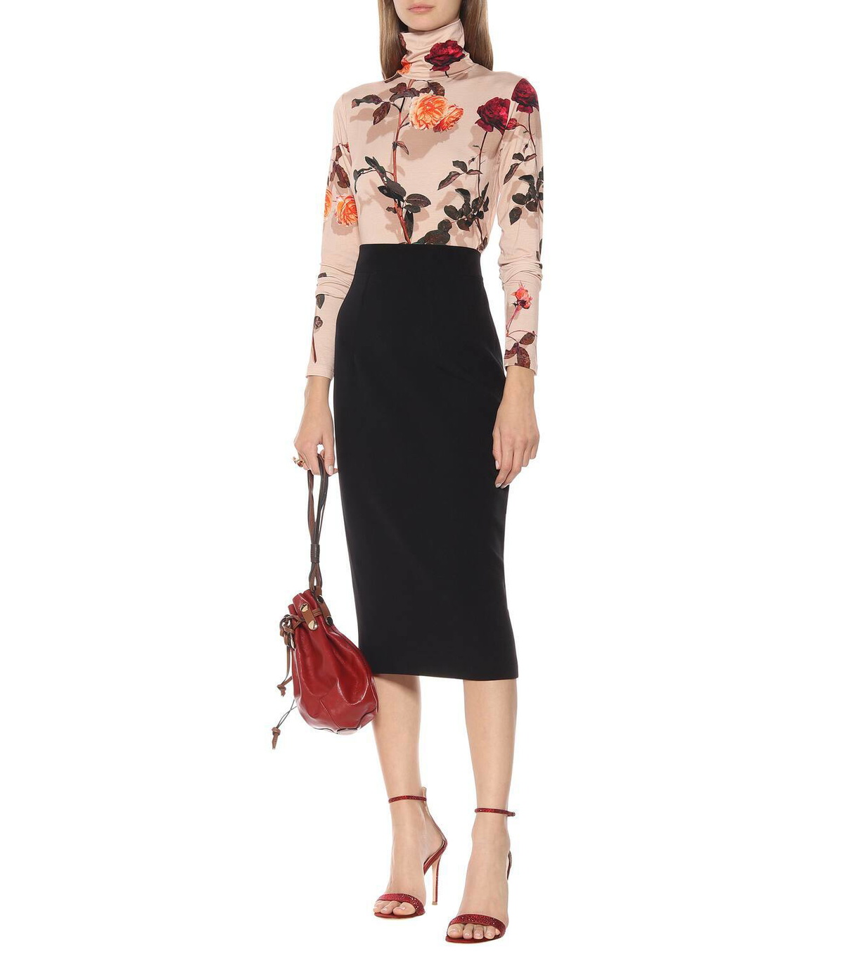 Safiyaa Hokoku crêpe pencil skirt