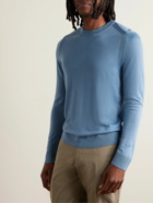 Paul Smith - Slim-Fit Logo-Embroidered Merino Wool Sweater - Blue