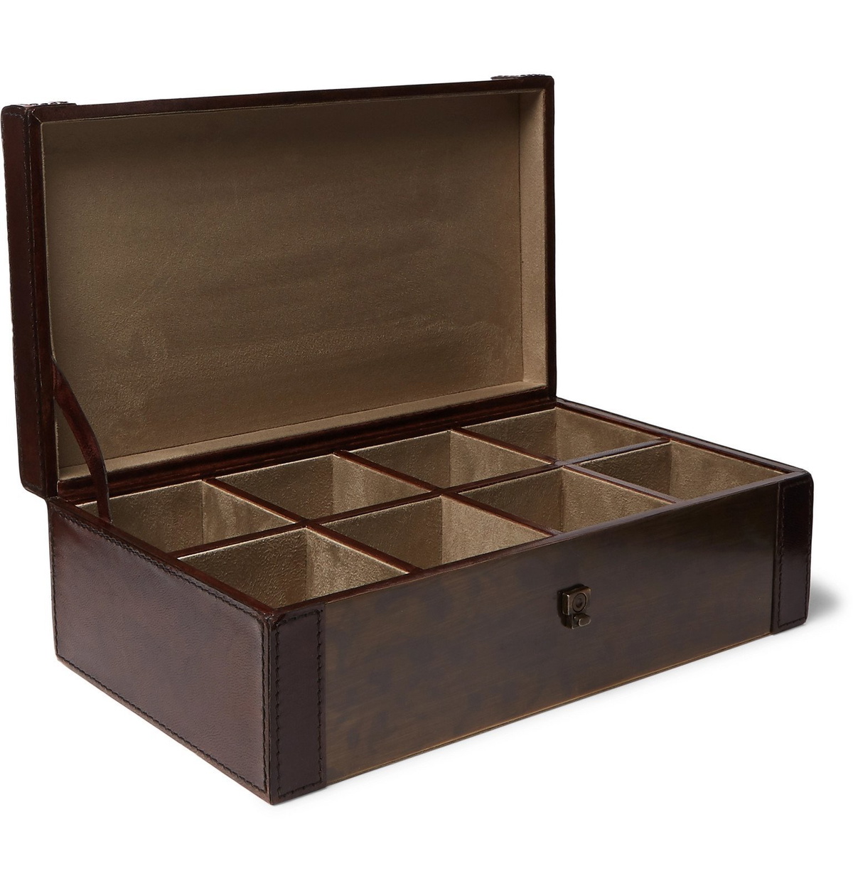 Ben Soleimani - Leather-Trimmed Bronze Cufflink Box - Brown