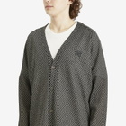 Needles Men's Woven V-Neck Cardigan in Black/Natural Grid