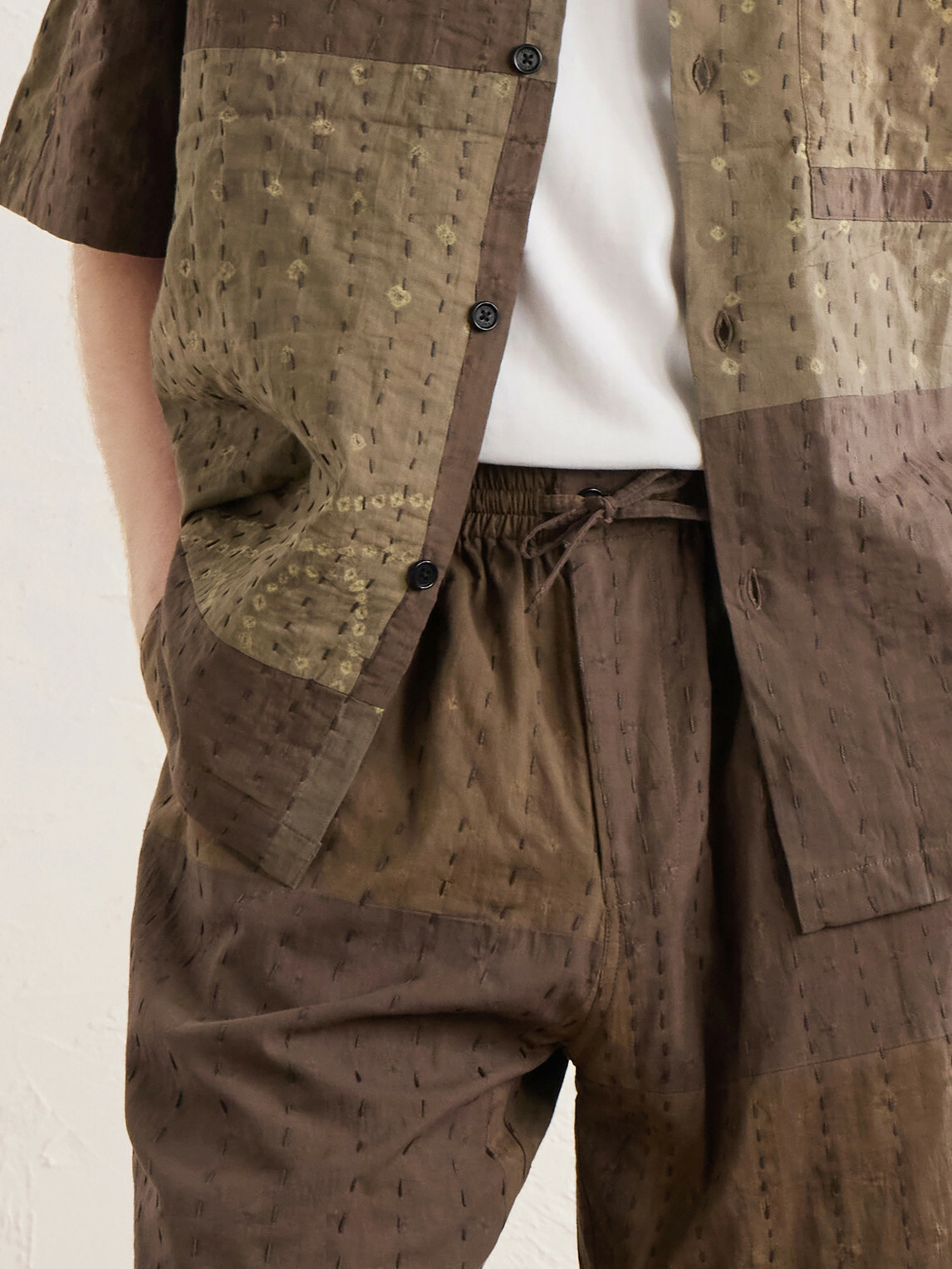 Kardo - Milo Bandhani Straight-Leg Embroidered Cotton Drawstring Shorts - Brown