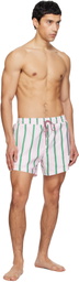 Thom Browne Pink Drawcord Waist Stripe Print Swim Shorts