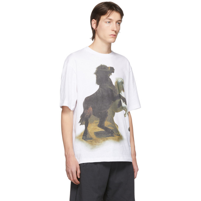 Acne Studios White Horse-Print T-Shirt Acne Studios