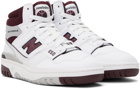 New Balance White & Burgundy 650 Sneakers