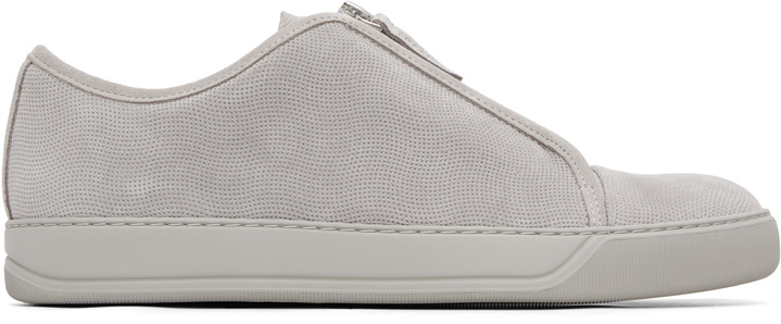Photo: Lanvin Gray DBB1 Suede Zip Sneakers