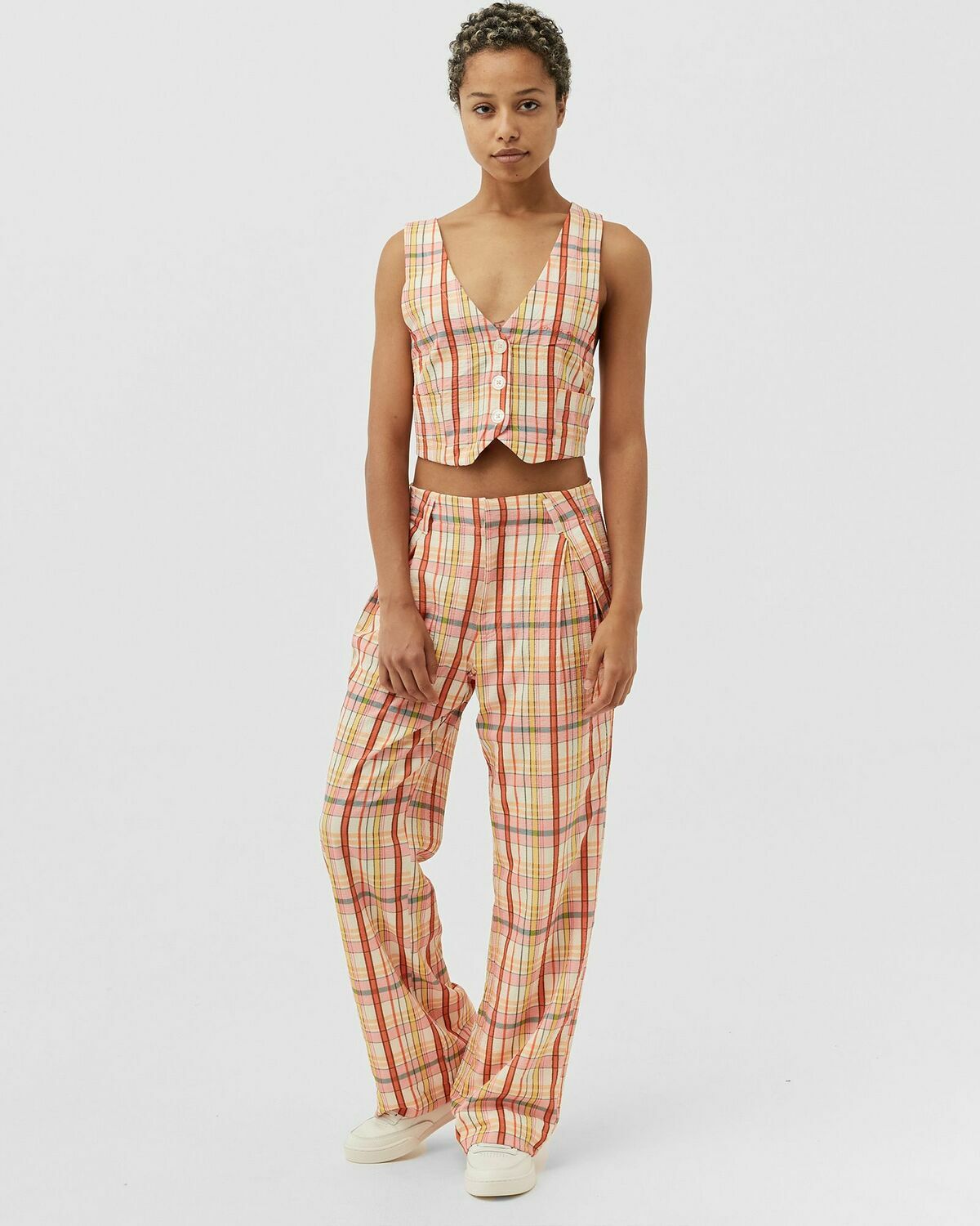 Melody Ehsani Claudia Plaid Vest Multi Tops & Tanks