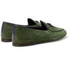 Rubinacci - Marphy Leather-Trimmed Suede Tasselled Loafers - Green