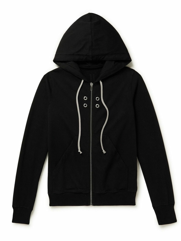 Photo: DRKSHDW by Rick Owens - Eyelet-Embellished Cotton-Jersey Zip-Up Hoodie - Black