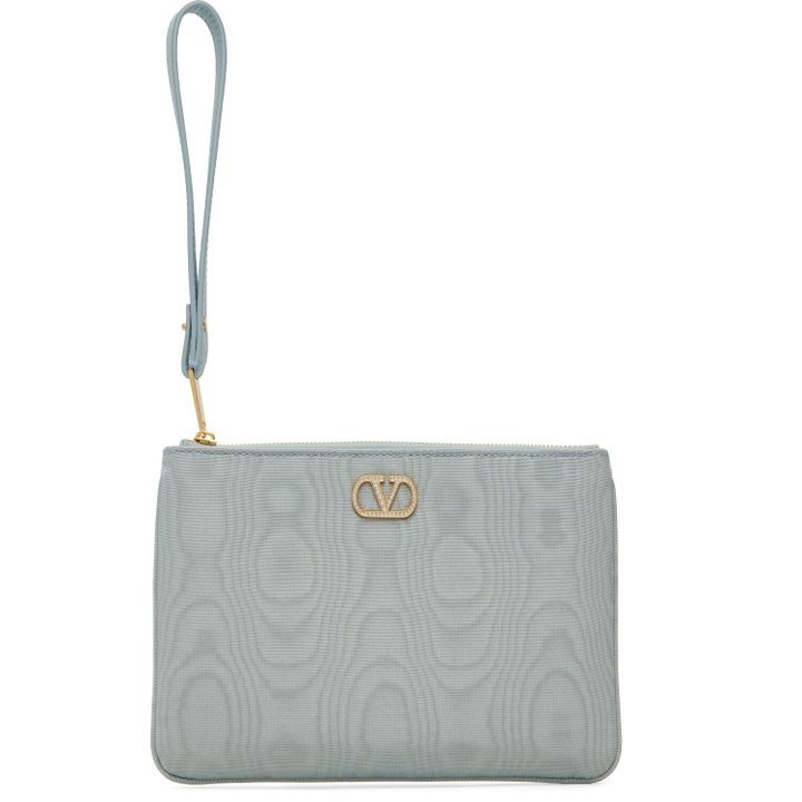 Photo: Valentino Garavani Blue VLogo Signature Moiré Fabric Clutch