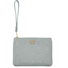 Valentino Garavani Blue VLogo Signature Moiré Fabric Clutch