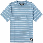 Tired Skateboards Men's Stamp Stripe Pocket T-Shirt in Bright Blue