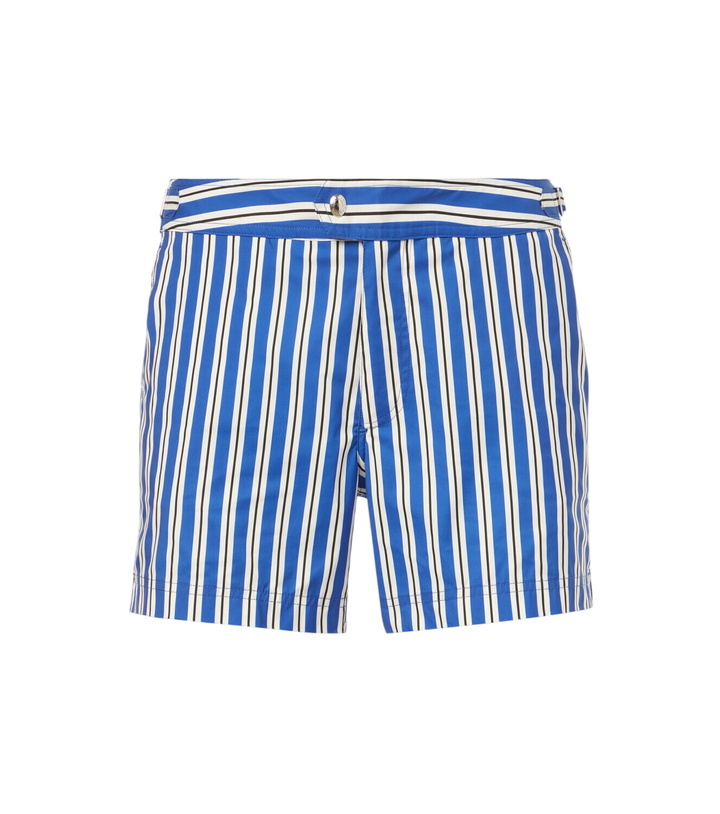 Photo: Tom Ford Striped poplin swim trunks