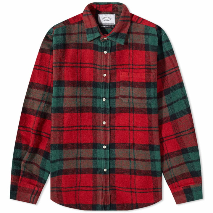 Photo: Portuguese Flannel Men's Lars Blanket Check Overshirt in Red/Green/Black