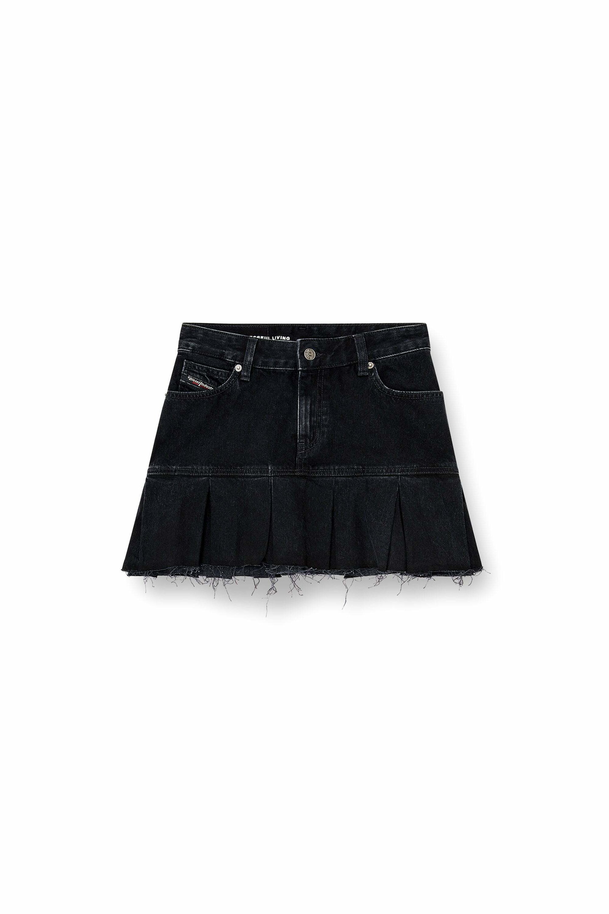 Diesel Denim skirt with frayed pleated hem - Skirts Womens in Black