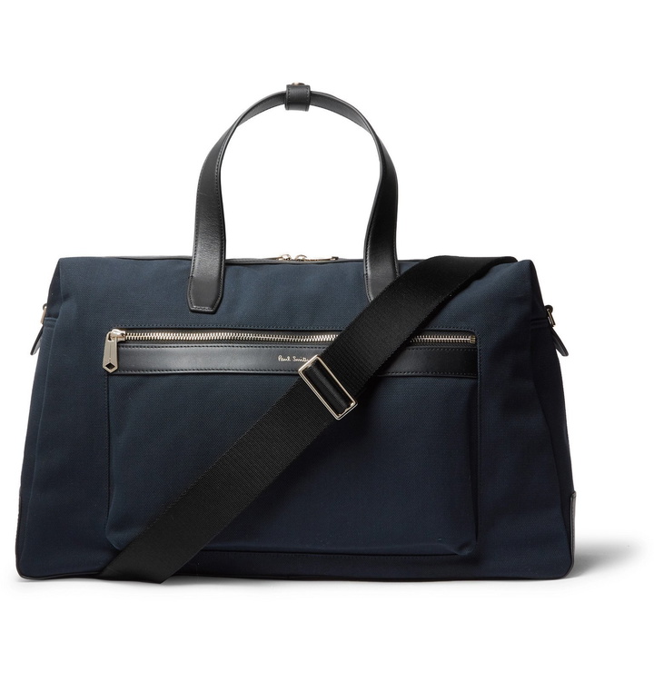 Photo: Paul Smith - Leather-Trimmed Canvas Holdall - Blue