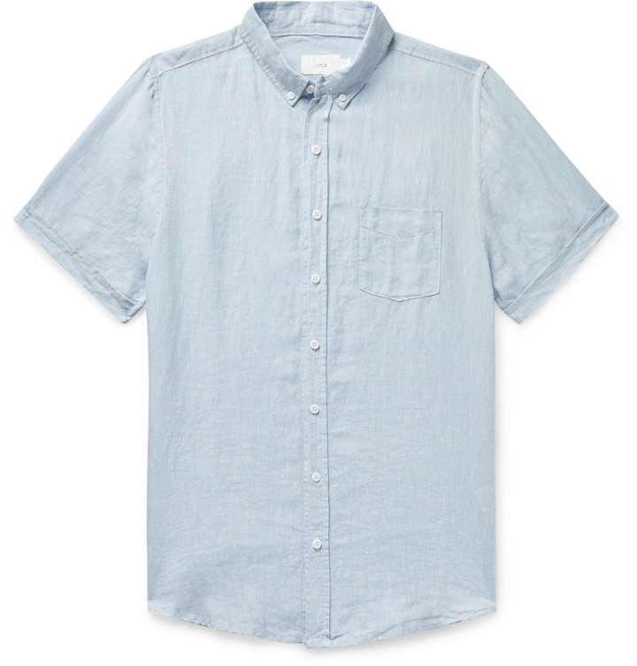 Photo: Onia - Jack Button-Down Collar Linen Shirt - Blue