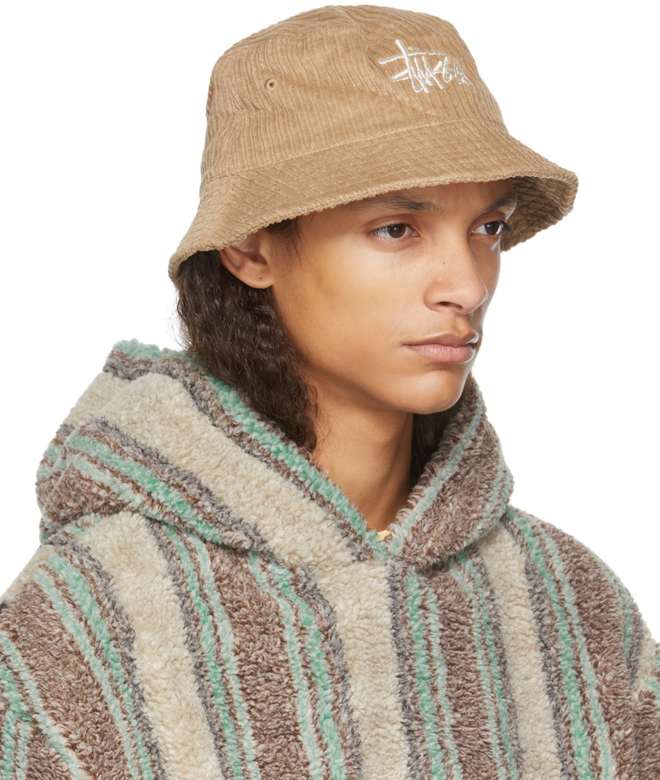 Stüssy Tan Corduroy Big Basic Bucket Hat Stussy