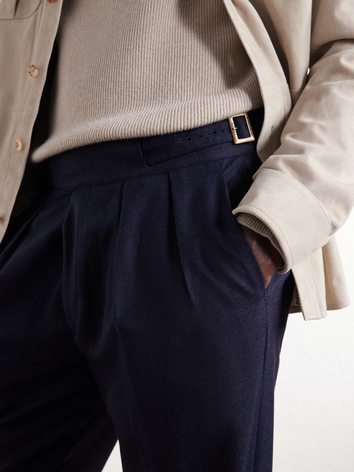 Rubinacci - Manny Tapered Mélange Virgin Wool-Twill Trousers - Blue