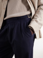 Rubinacci - Manny Tapered Mélange Virgin Wool-Twill Trousers - Blue