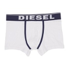 Diesel Three-Pack White and Blue Fresh and Bright Boxer Briefs