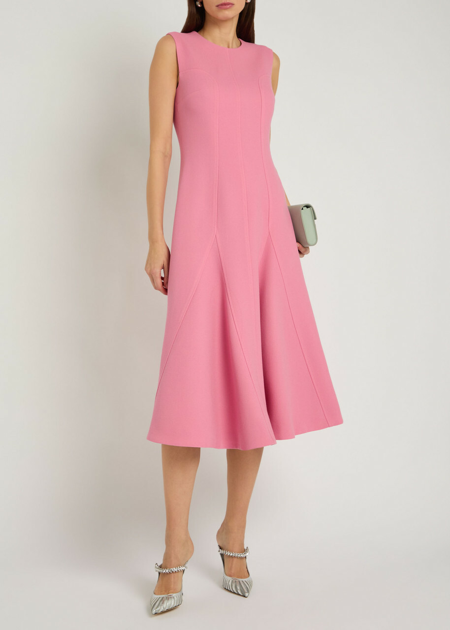 Emilia Wickstead Benicia Wool-crepe Midi Dress Pink