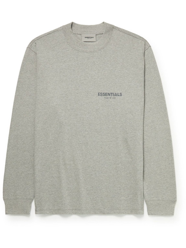 Photo: FEAR OF GOD ESSENTIALS - Logo-Print Cotton-Jersey T-Shirt - Gray