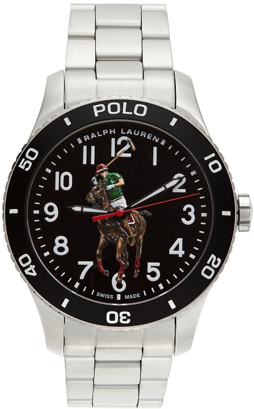 Photo: Polo Ralph Lauren Silver & Black 'The Polo' 42mm Watch