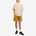 Kestin Men's Fly Pocket T-Shirt in Ecru/Tangerine Stripe